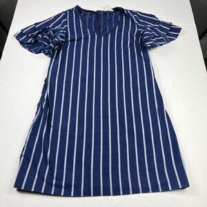 Tommy Bahama V-Neck Dress Vista Striped Flutter Short Sleeve Costal Chic SMALL